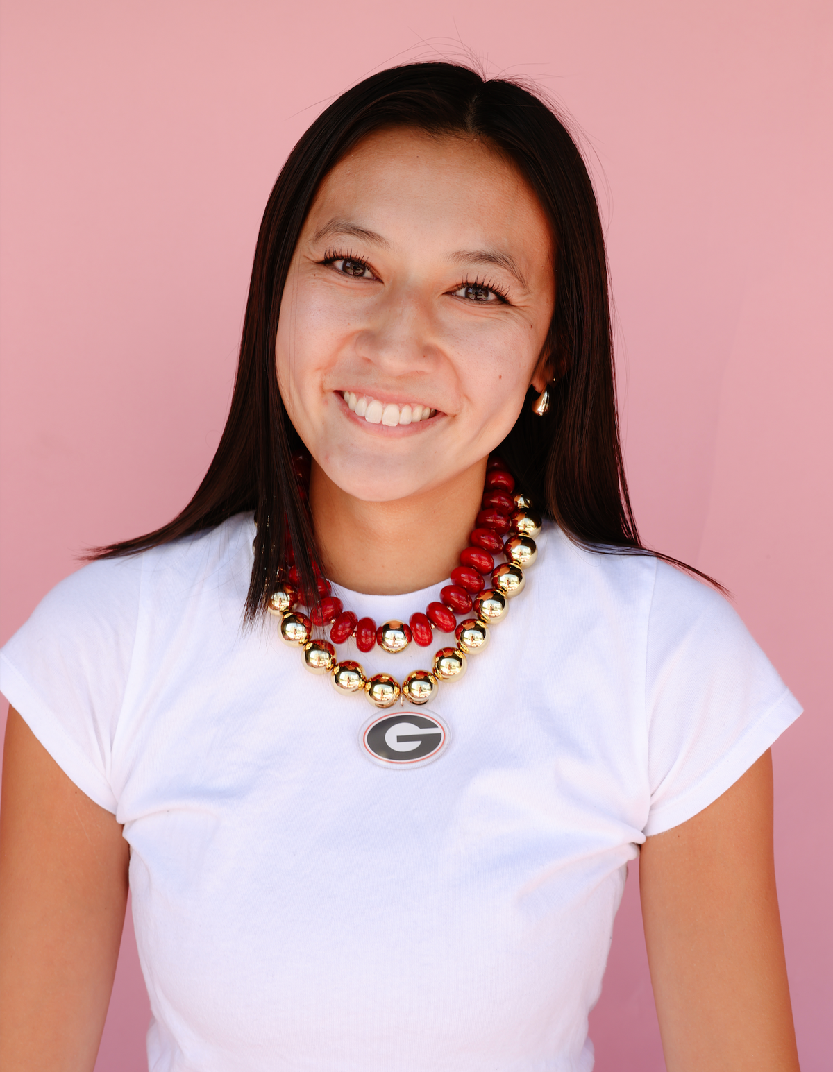 Georgia Logo Large Gold Beaded Necklace