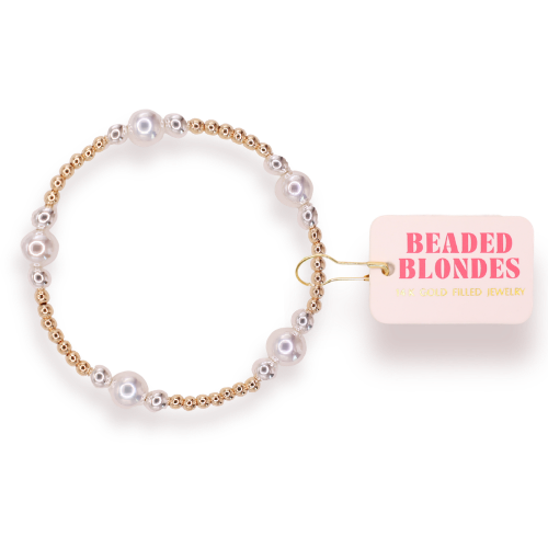 Serena Pearl Bracelet in Gold with Silver