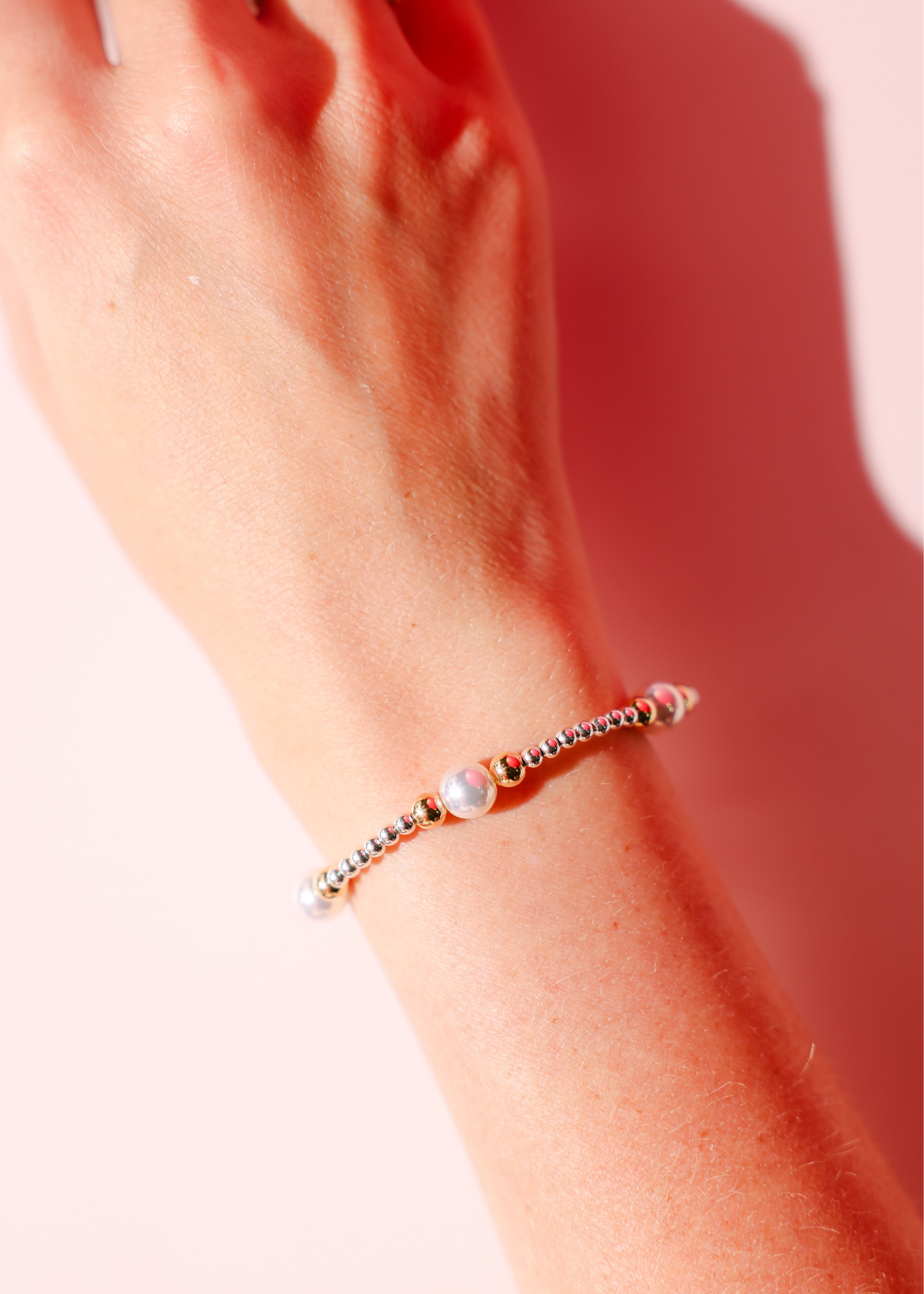 Serena Pearl Bracelet in Silver with Gold
