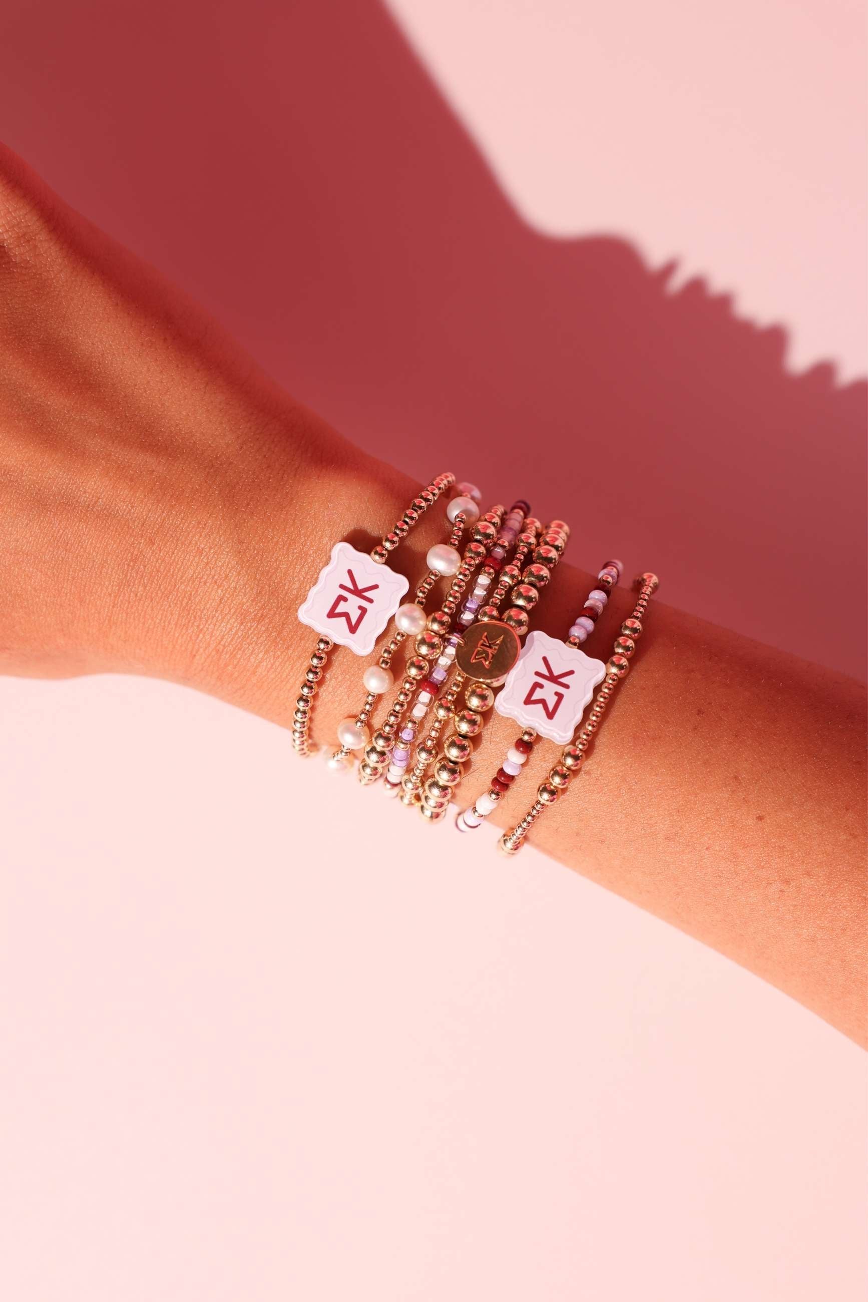 Sigma Kappa Block Bracelet on Gold