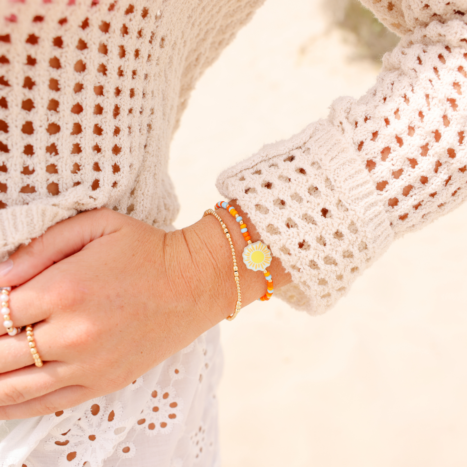 Sunshine Bracelet + Dainty ILY Bracelet Stack of 2