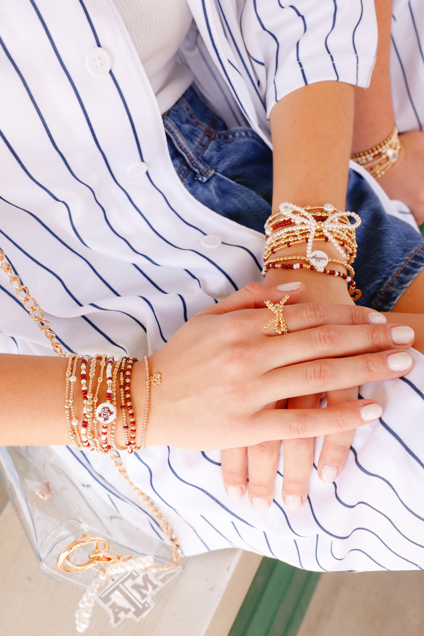 Texas A&M Logo Flip Bracelet on Gold