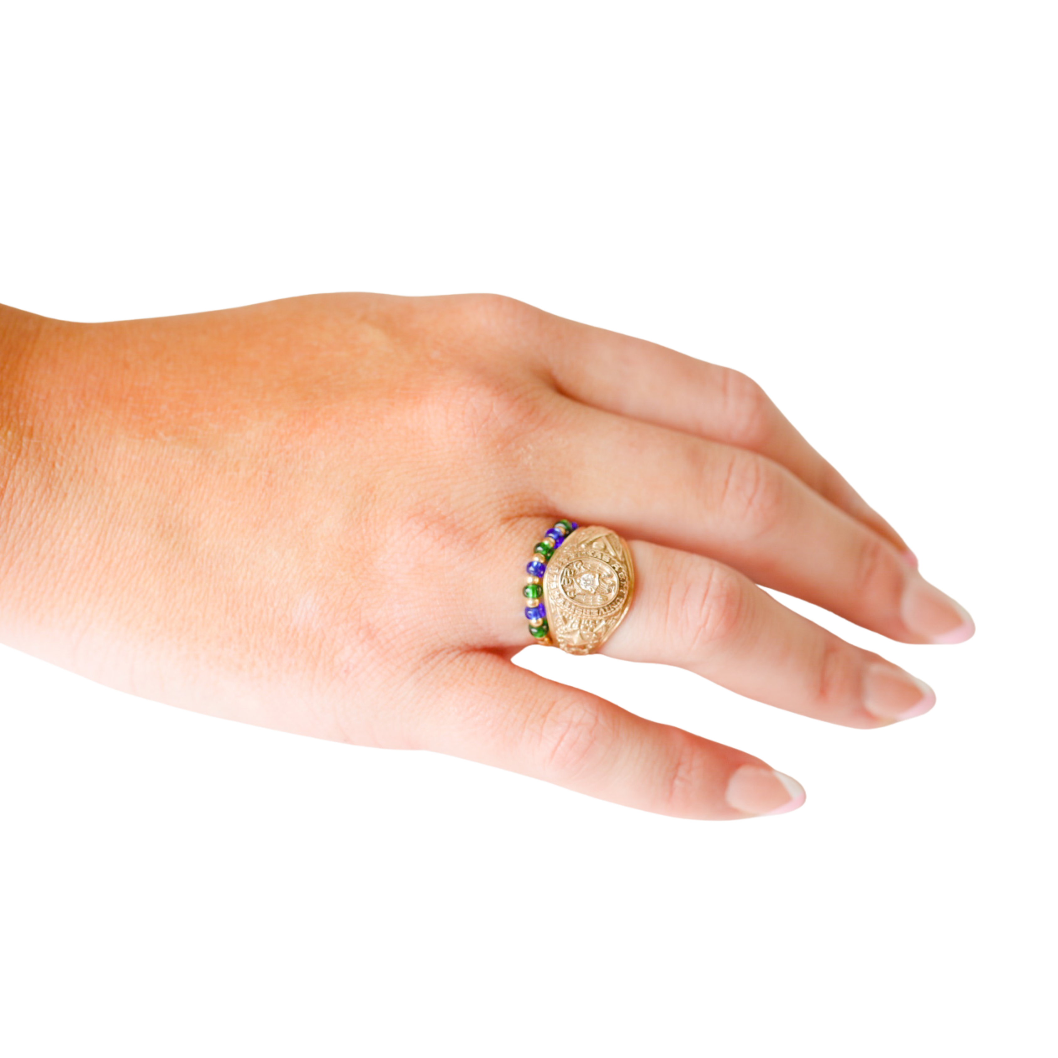 The Poppi Ring in Green & Blue