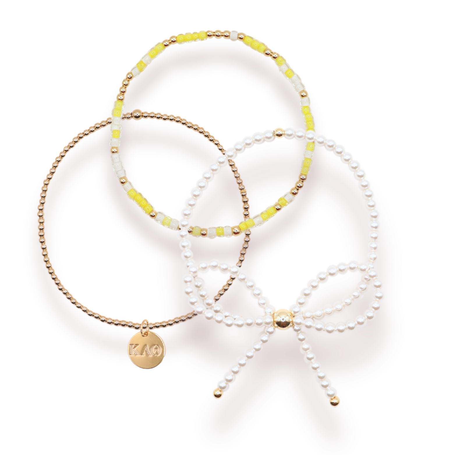 Kappa Alpha Theta Charm + Sprinkle Bow Bracelet Stack