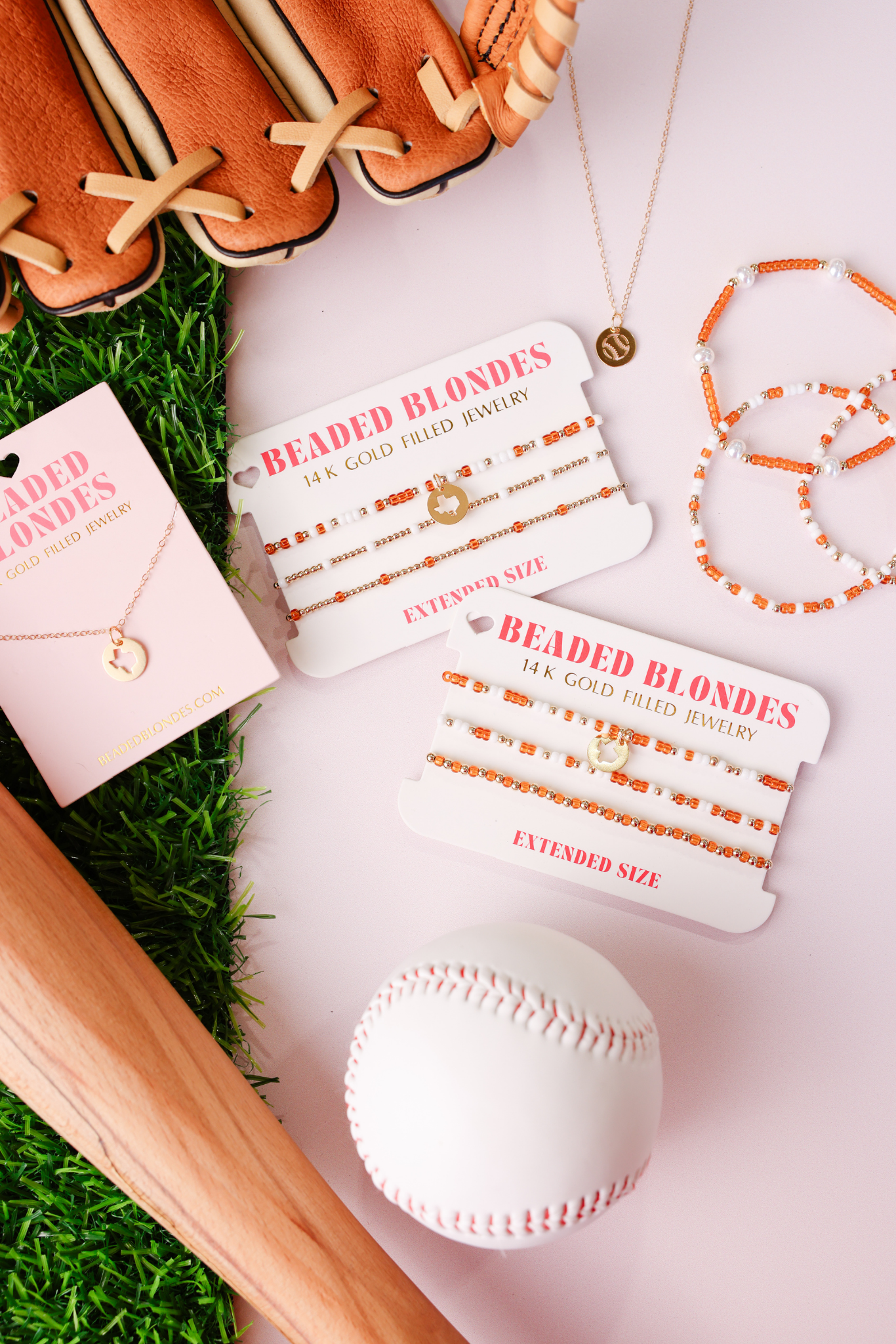 Texas (Burnt Orange & White) State Cutout Charm Bracelet on Color