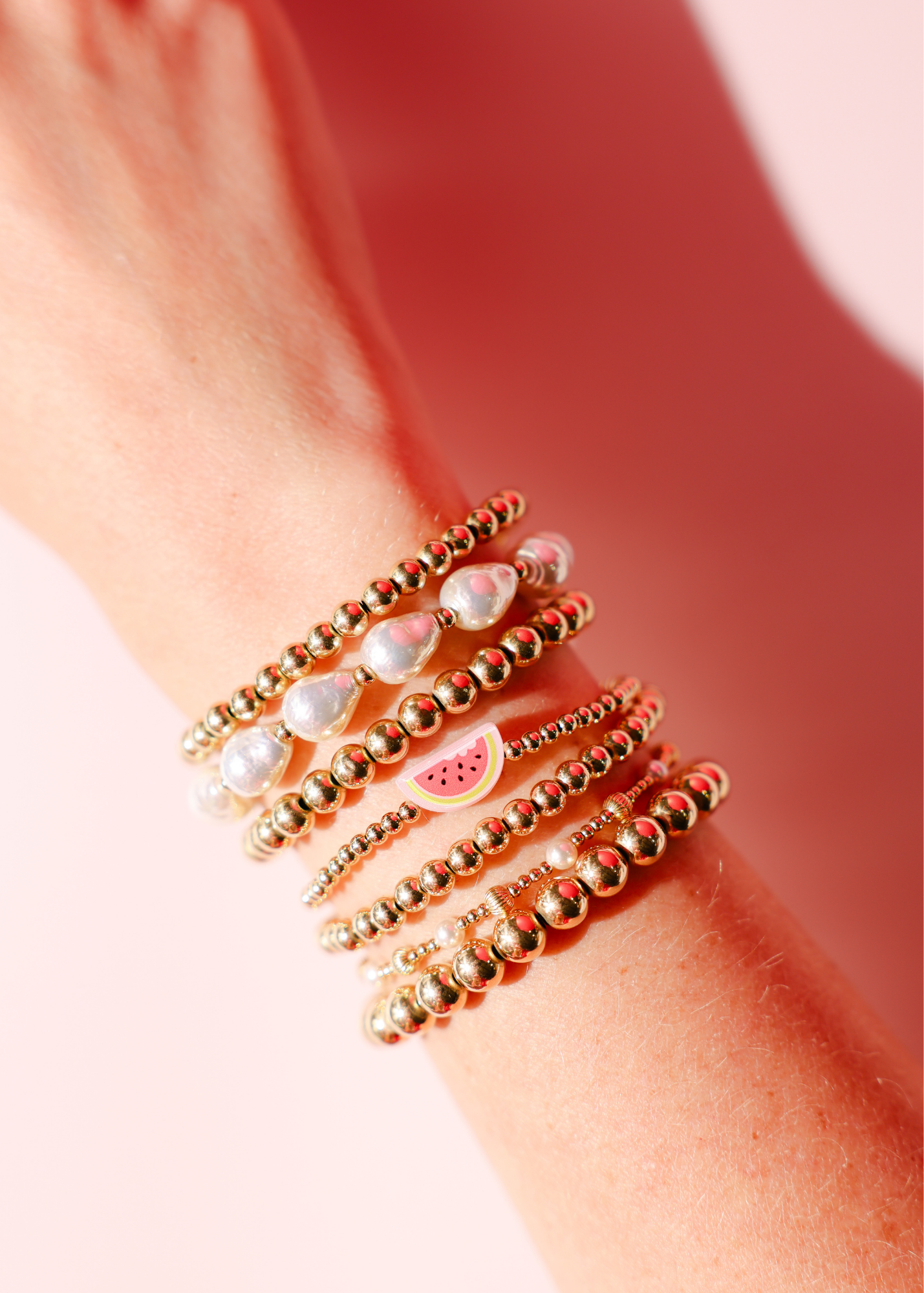 Watermelon Bracelet on Gold