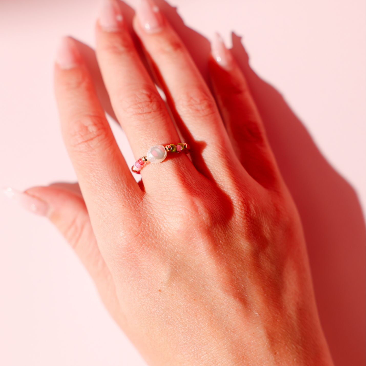 Watermelon Sprinkle Pearl Ring