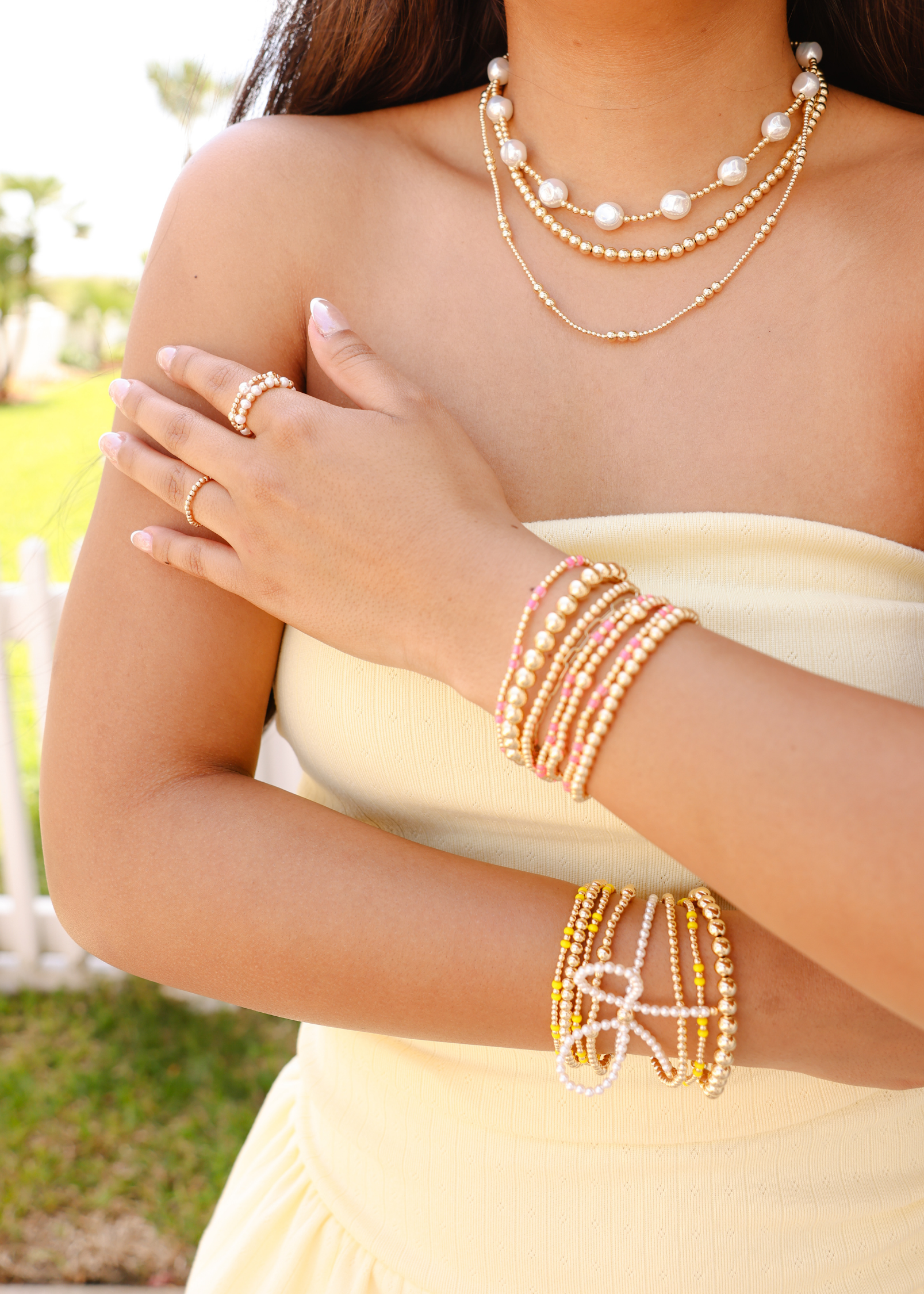 Hot Pink Hazel Bracelet in Gold
