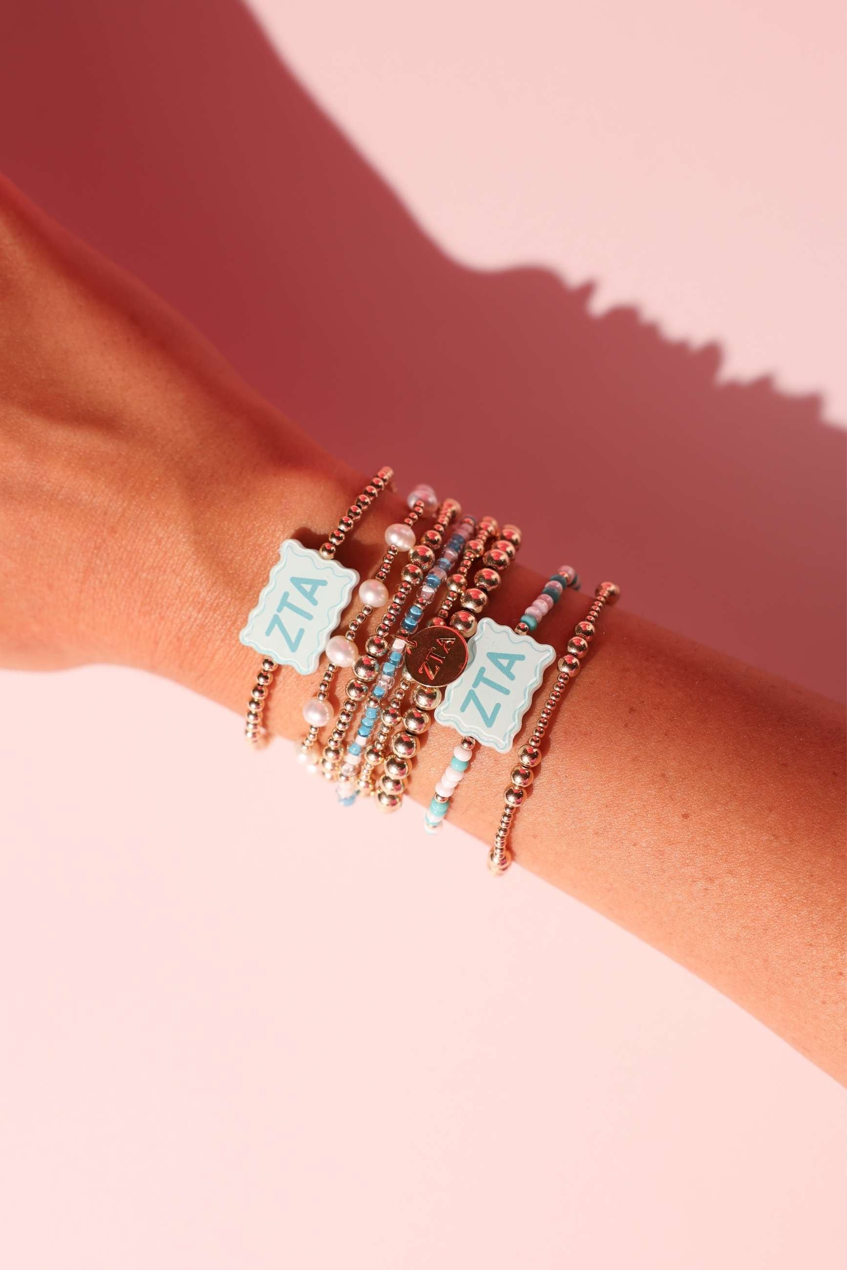 Zeta Tau Alpha Block Bracelet on Color