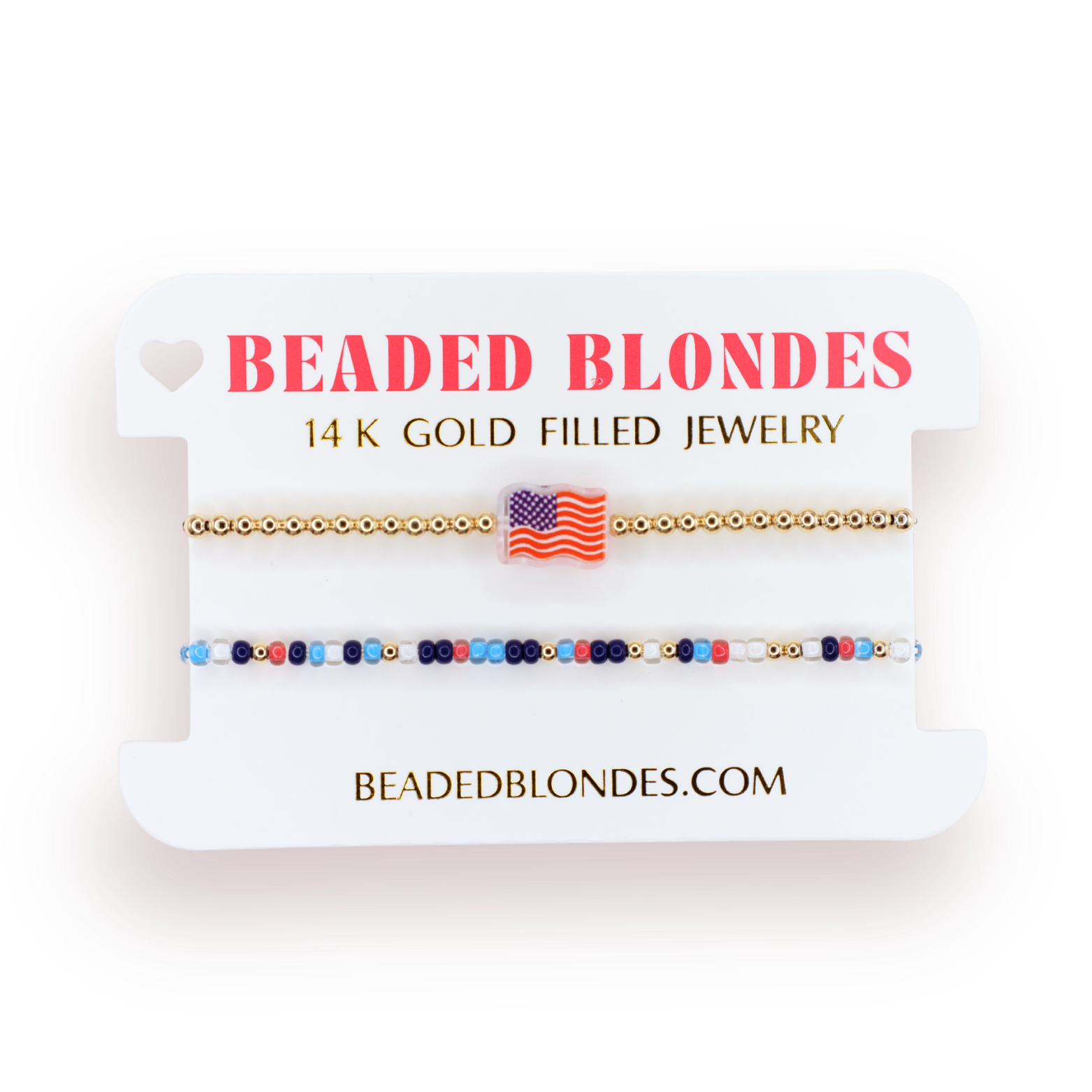 American Flag Bracelet on Gold + Bomb Pop Sprinkle (Stack of 2)