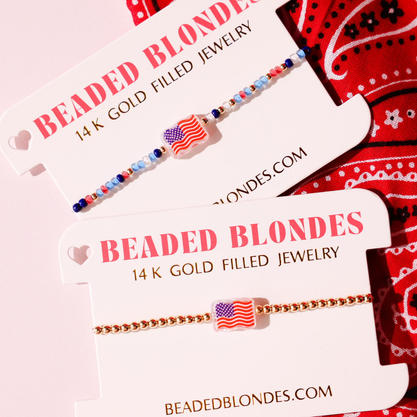 American Flag Bracelet on Gold