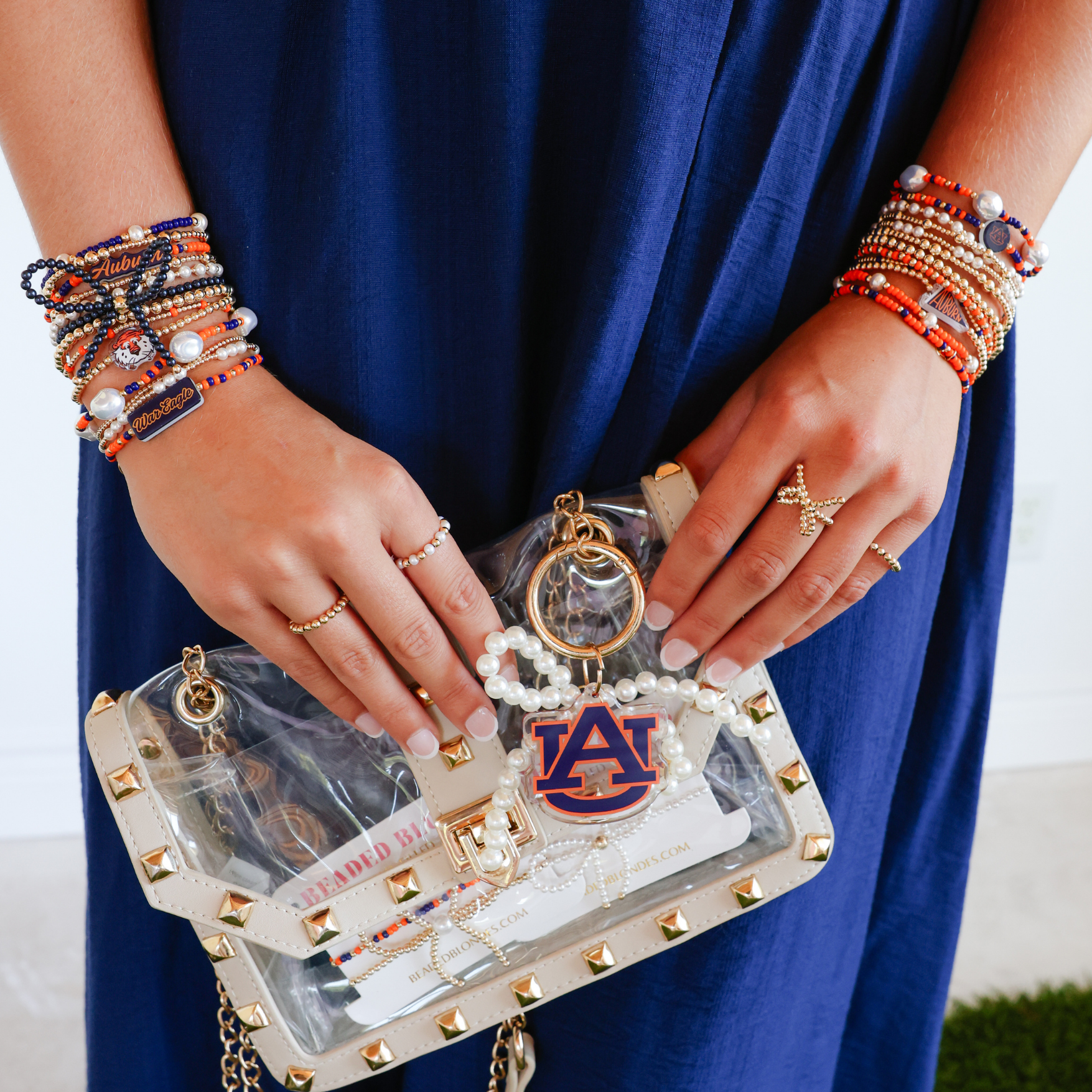 Auburn Logo Charm Bracelet on Gold