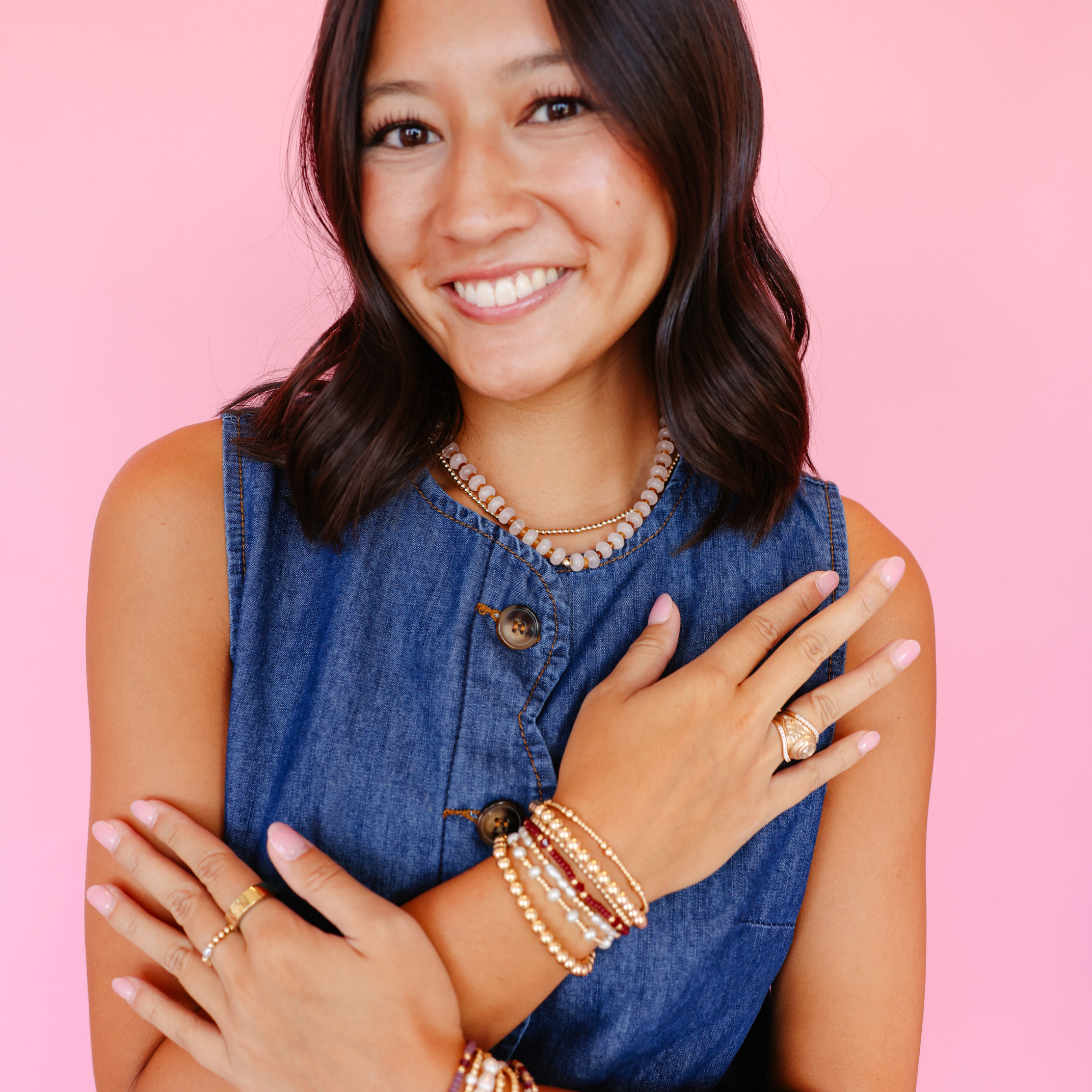 Eleanor Bracelet in Plum + June in Gold (Stack of 2)