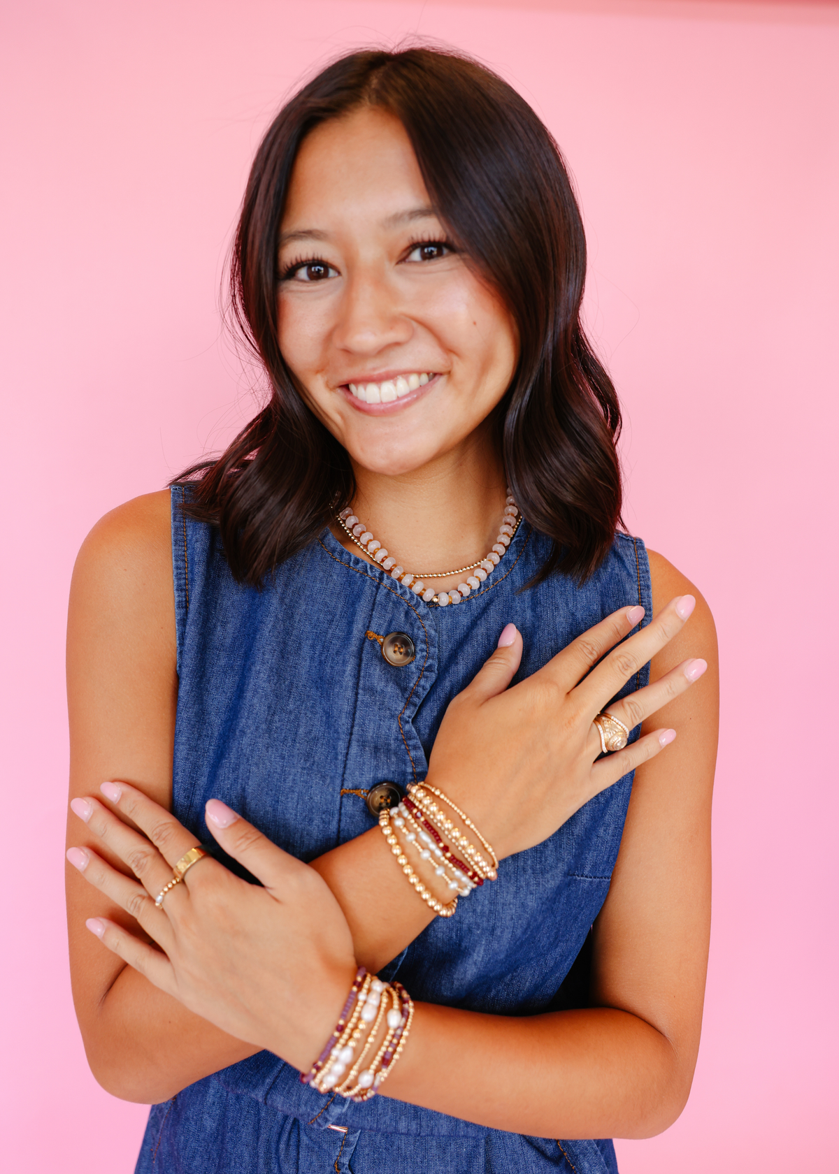 Eleanor Bracelet in Plum + June in Gold (Stack of 2)