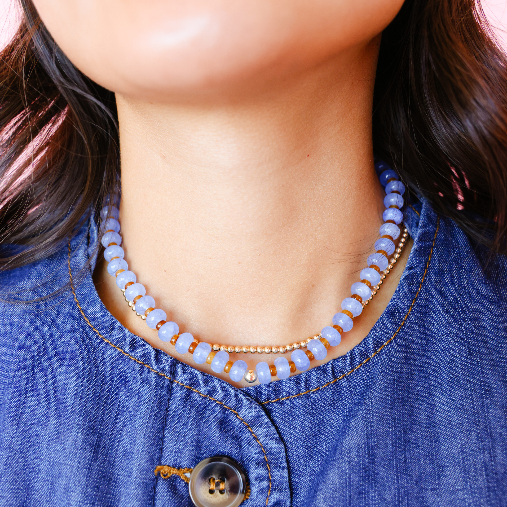 Caroline Necklace in Blue and Brown