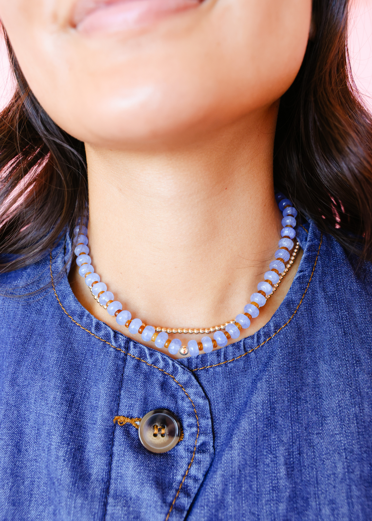 Caroline Necklace in Blue and Brown