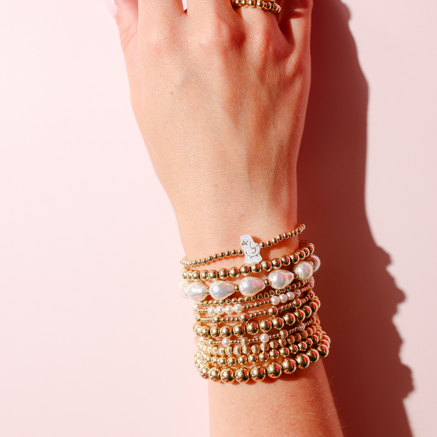 Blue Mama Goose Bracelet on Gold