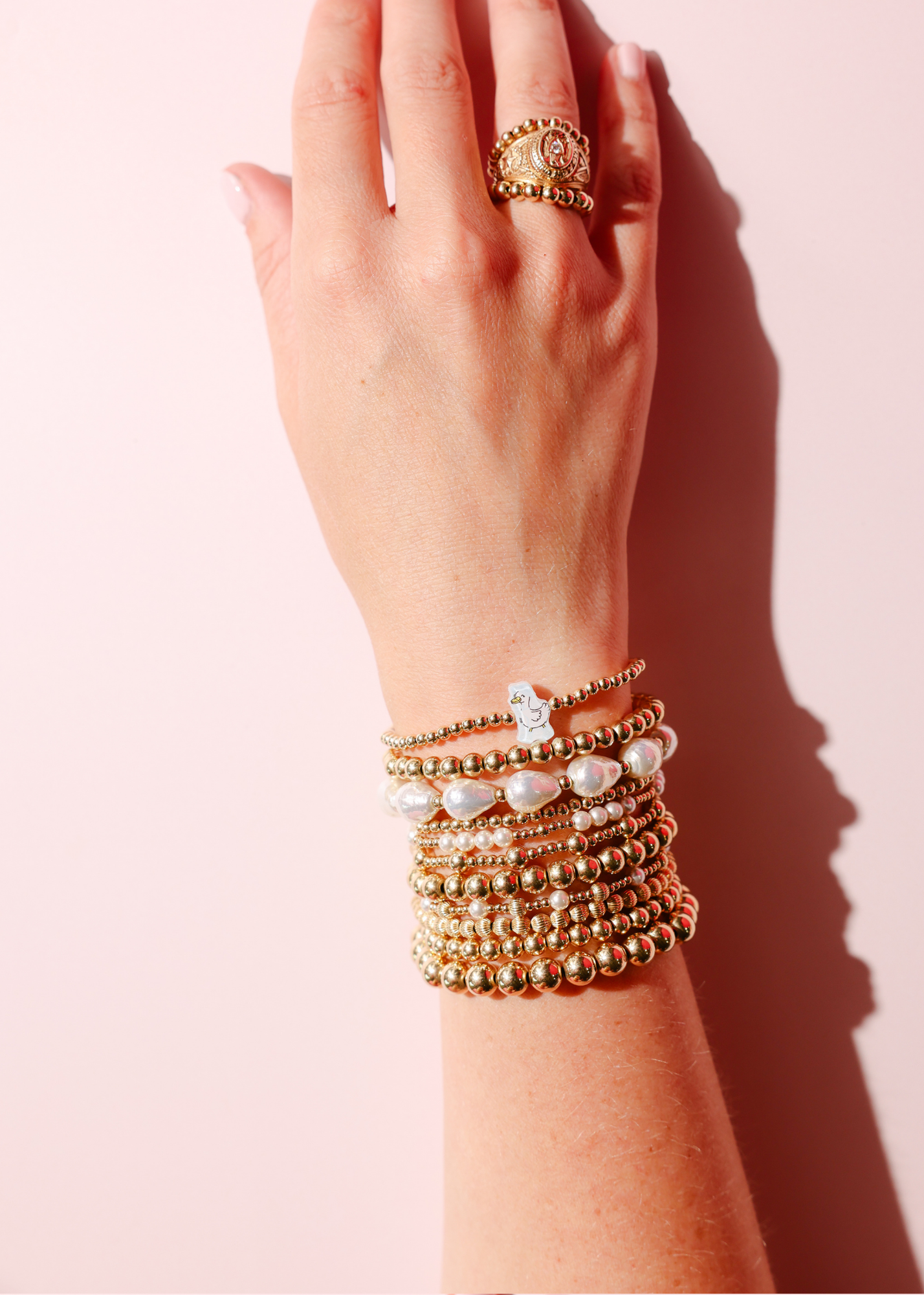 Blue Mama Goose Bracelet on Gold