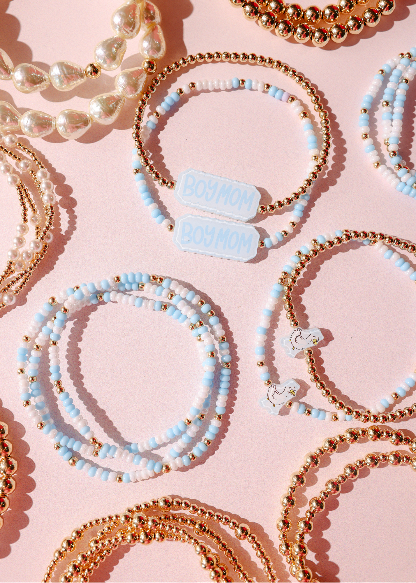 Blue Mama Goose Bracelet on Gold