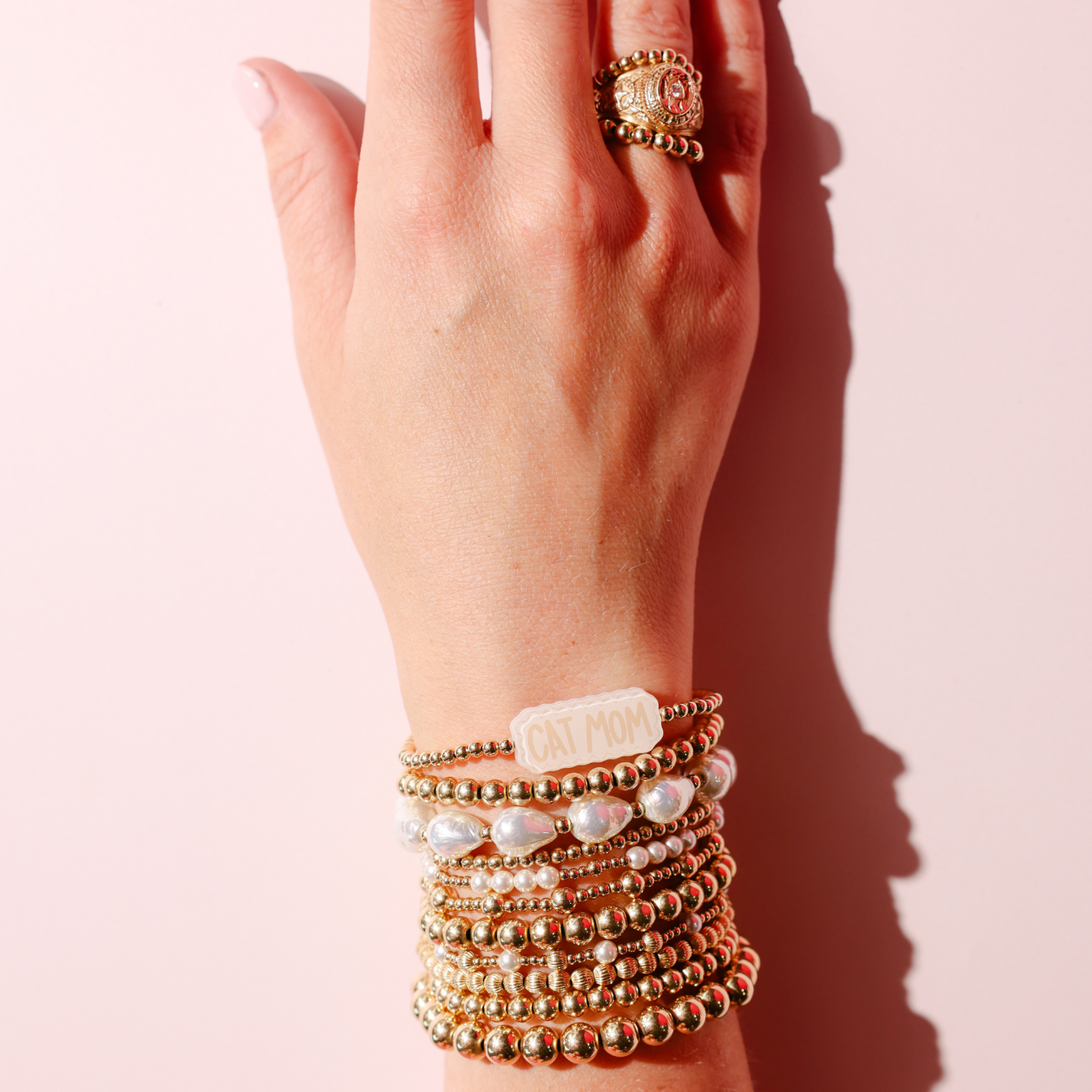 Cat Mom Bracelet on Gold