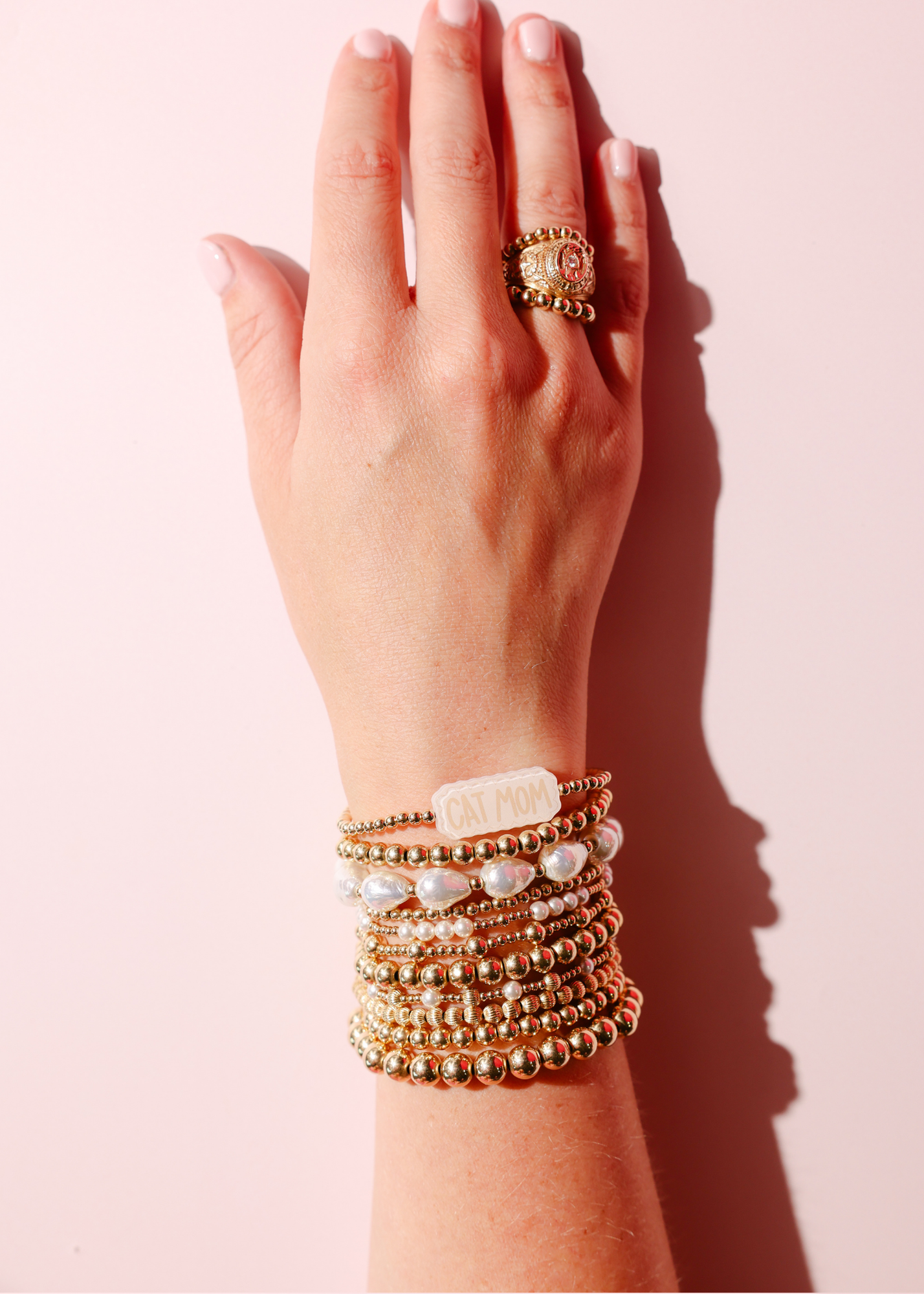 Cat Mom Bracelet on Gold