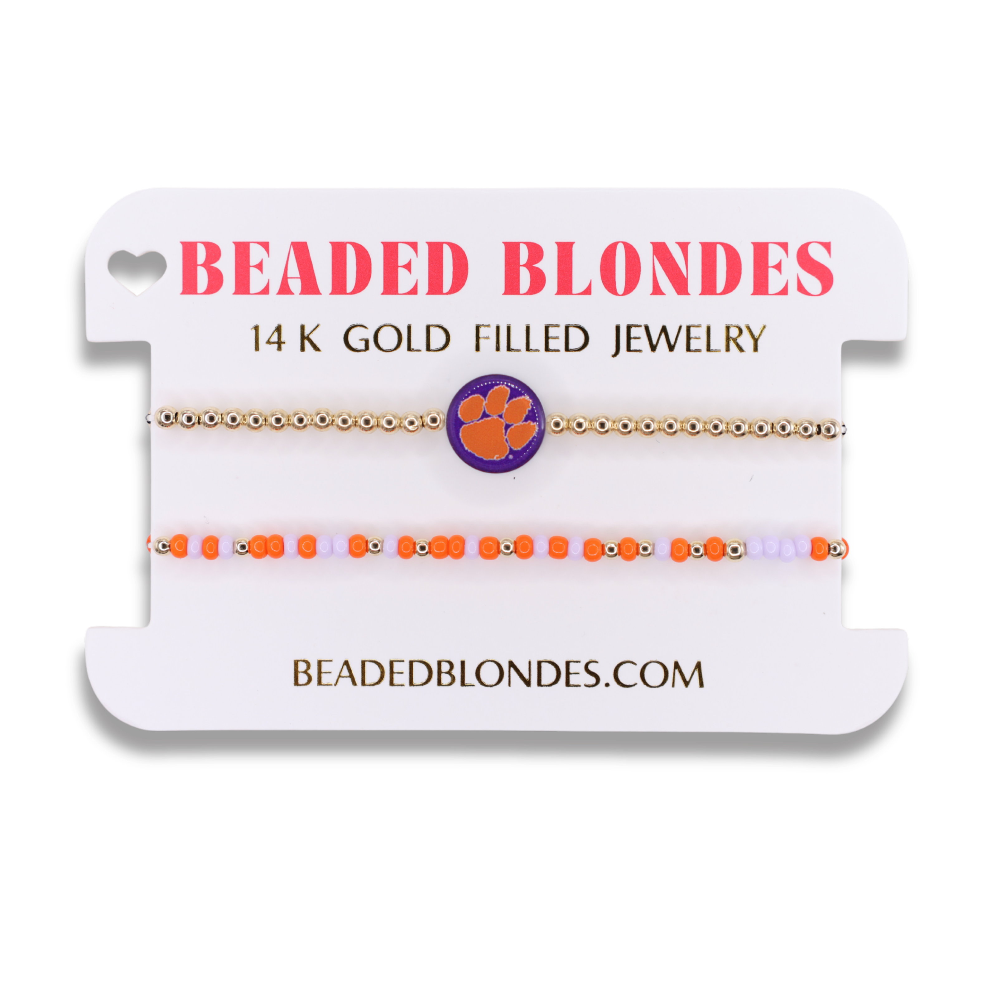 Clemson Logo Flip + Sprinkle Bracelet Stack