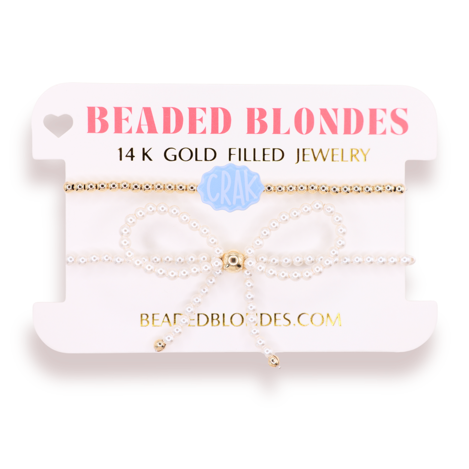 Crak on Gold + Pearl Bow Stack of 2