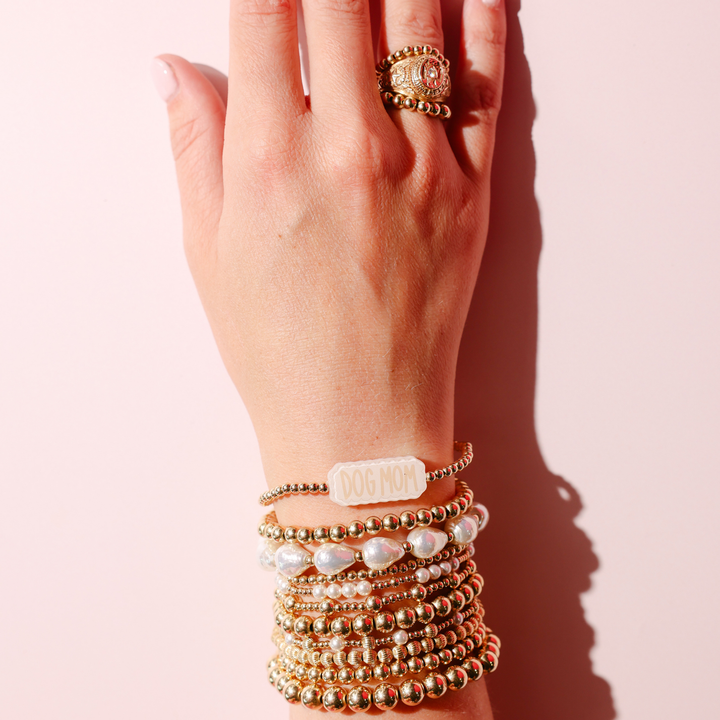 Dog Mom Bracelet on Gold
