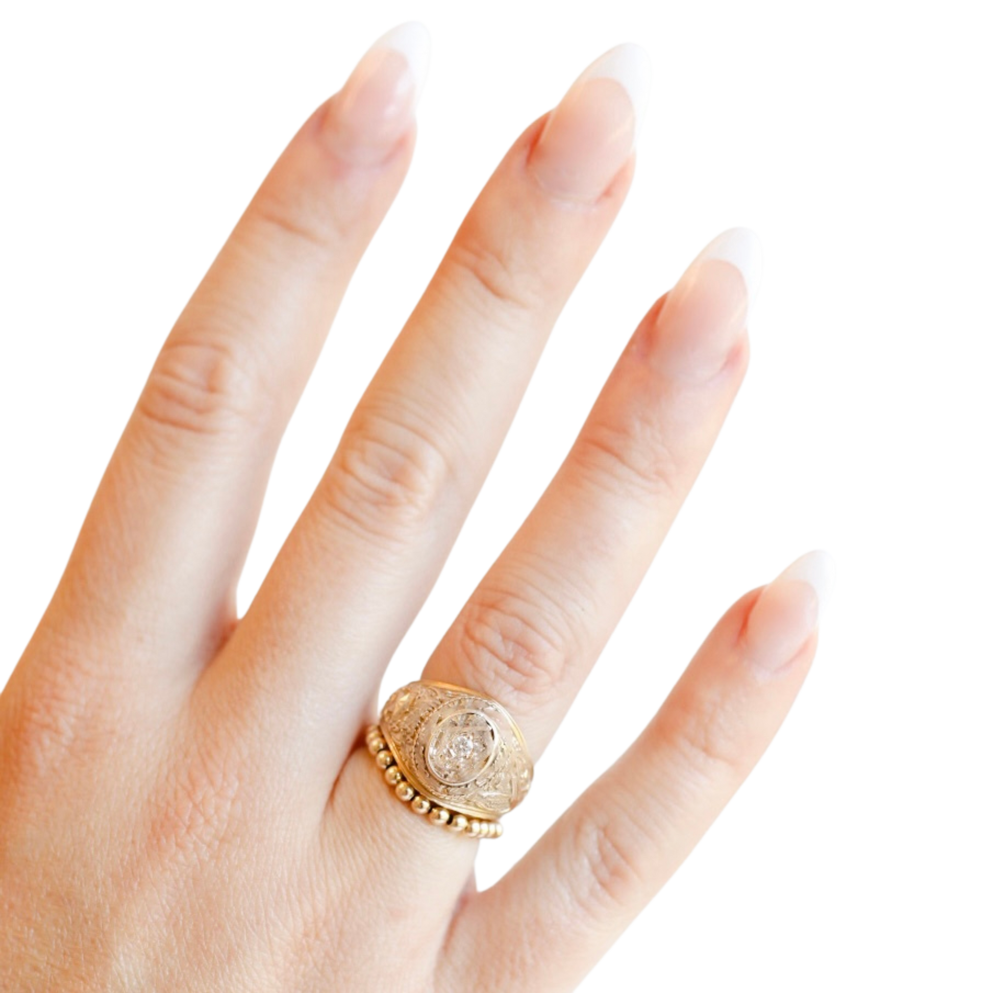 Ella 2.5MM Beaded Band Ring in Gold