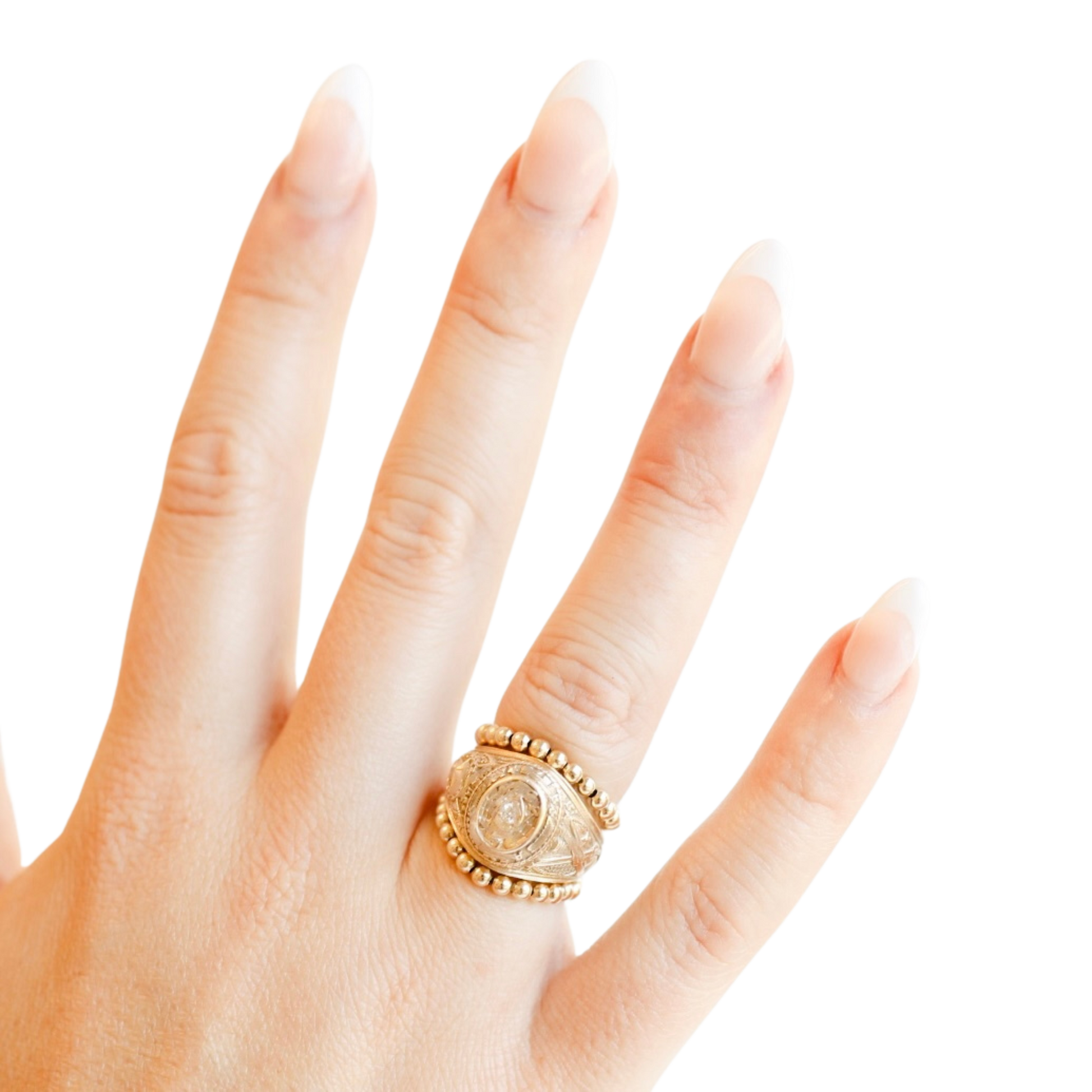 Ella 2.5MM Beaded Band Rings in Gold (set of 2)