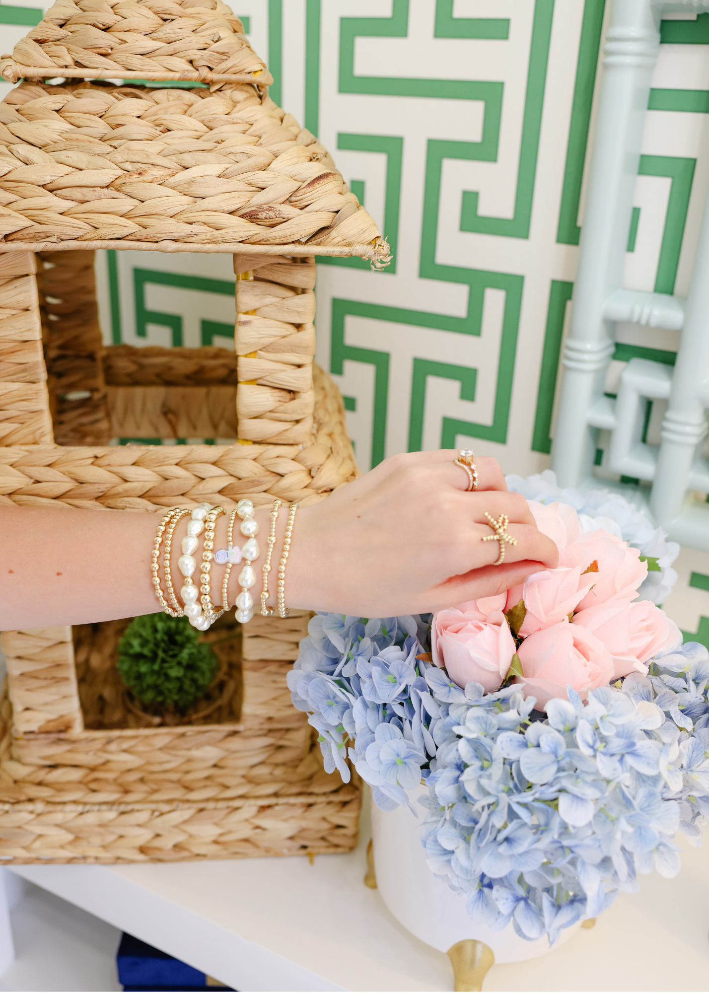 Floral Vase Bracelet on Gold
