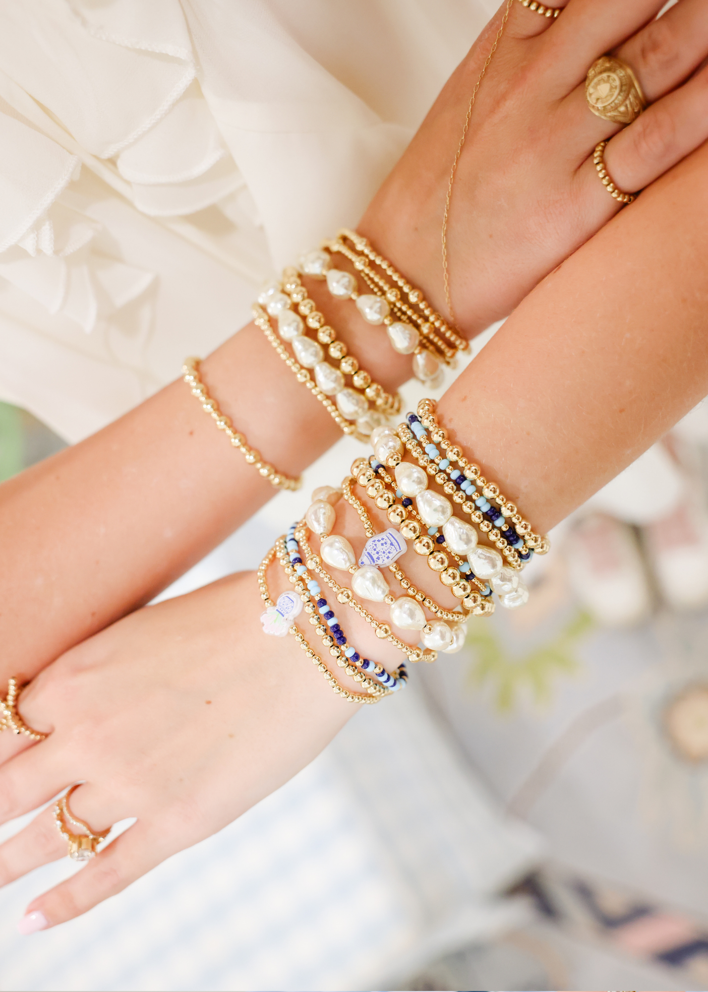 Floral Vase Bracelet on Gold