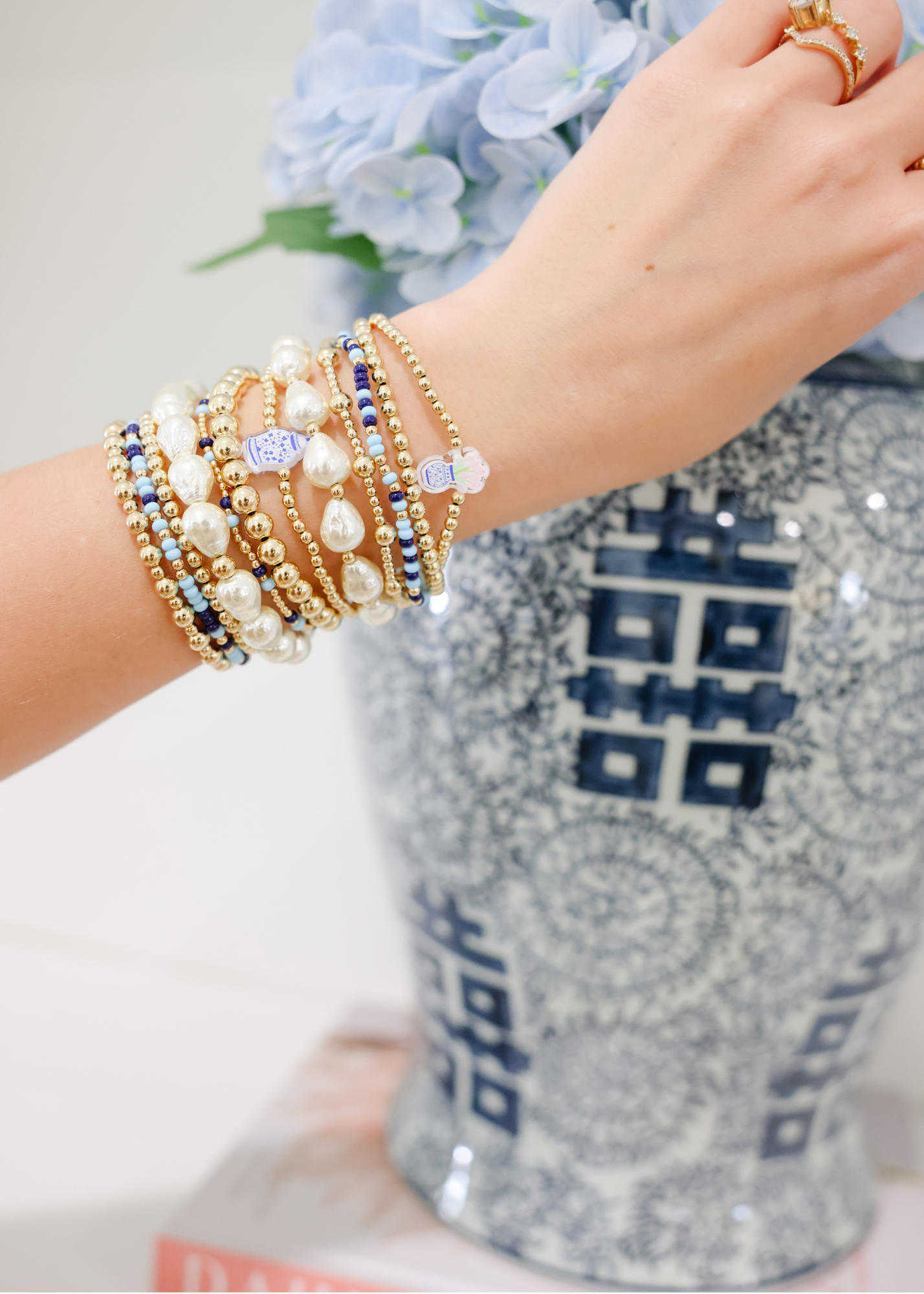 Floral Vase Bracelet on Gold