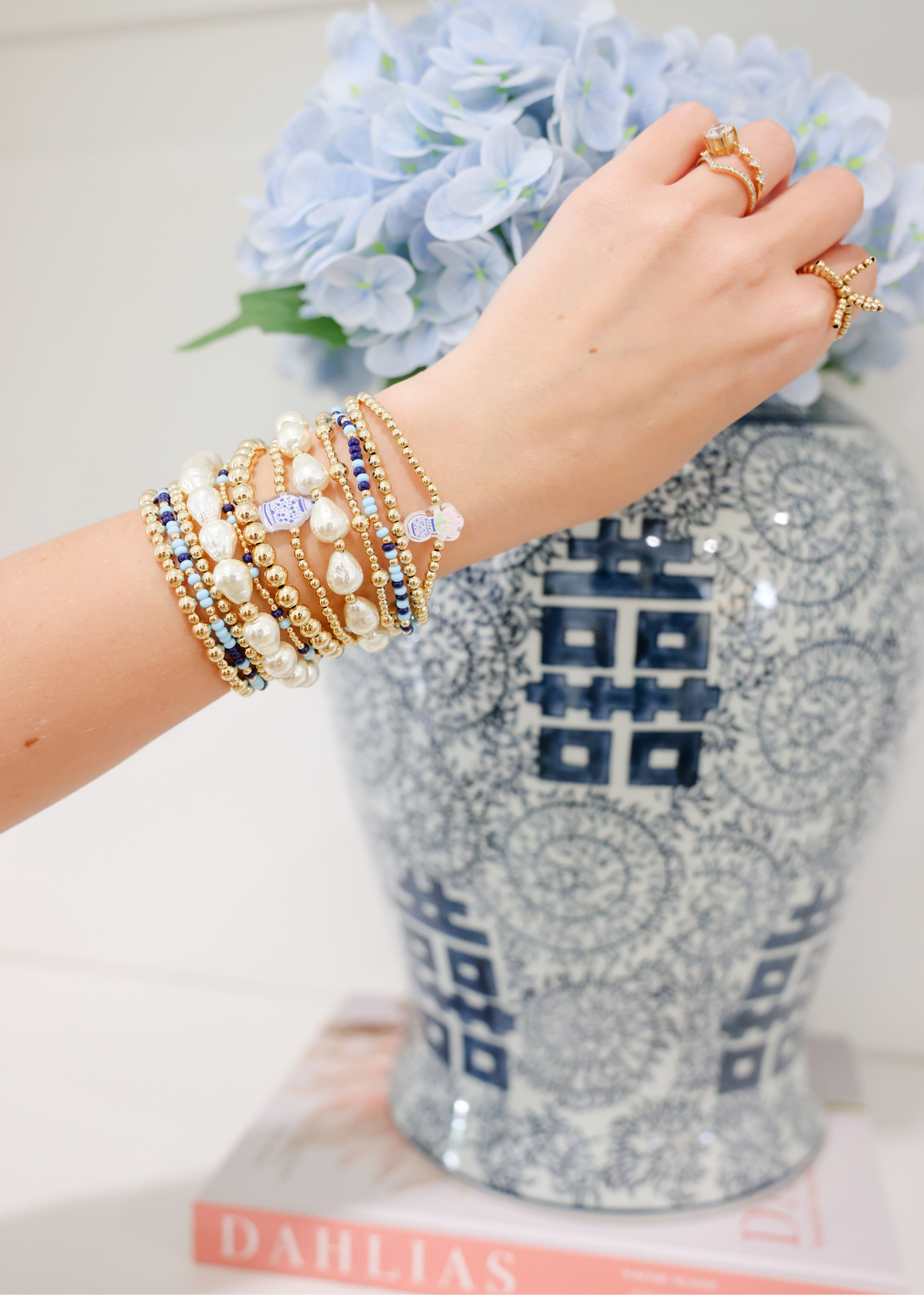 Floral Vase Bracelet on Gold