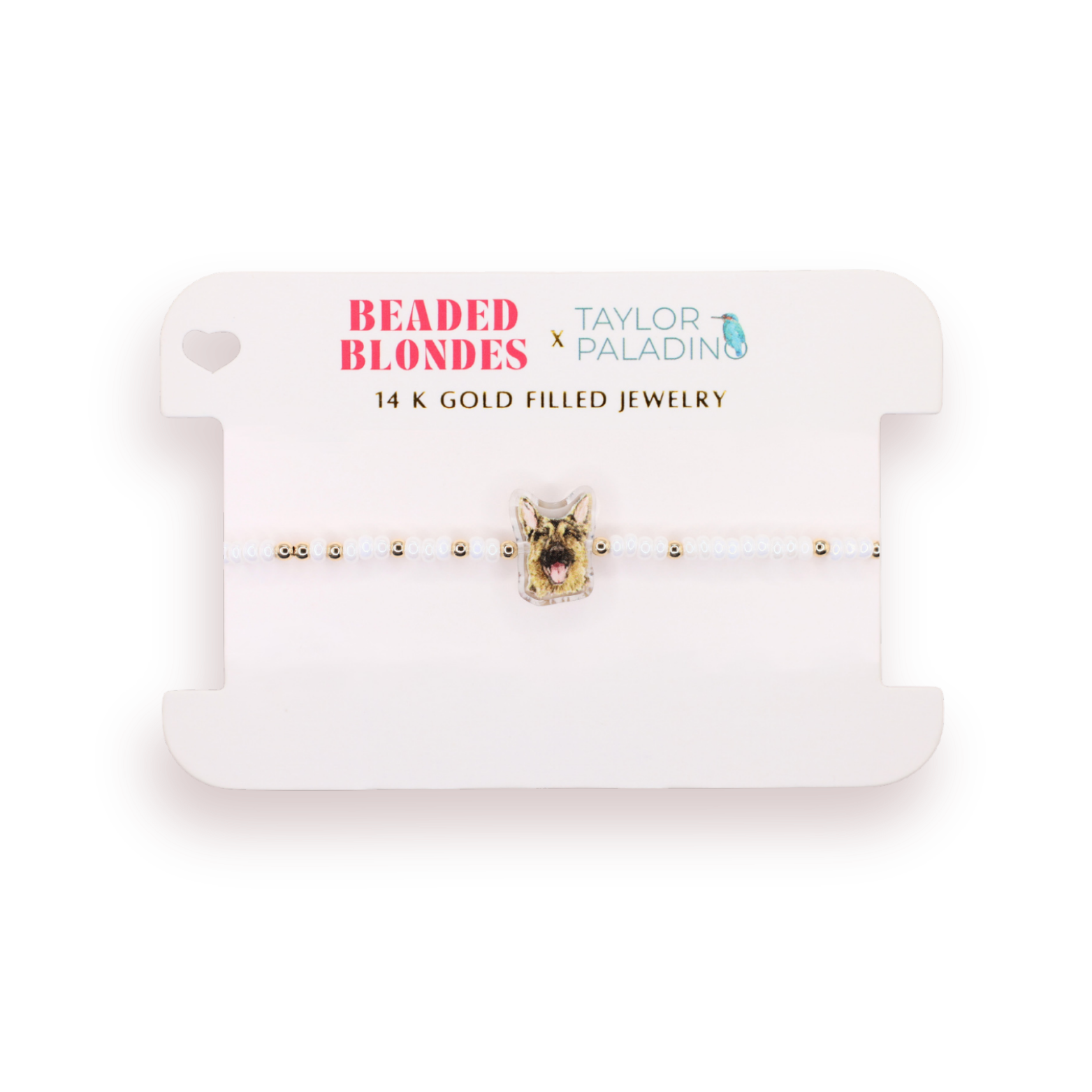 German Shepherd Bracelet on Luster White Sprinkle