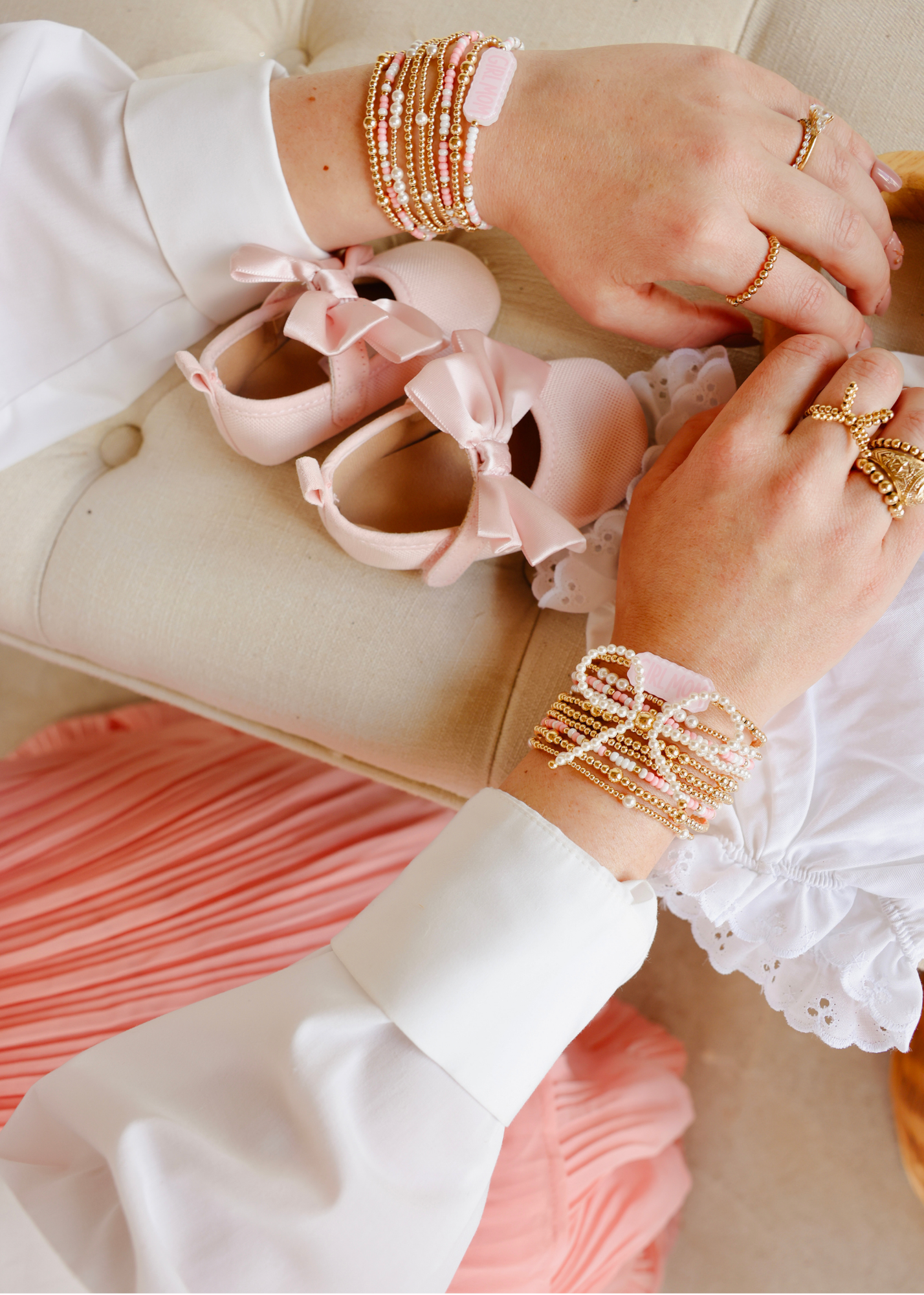 Light Pink & Luster White Sprinkle Bracelet