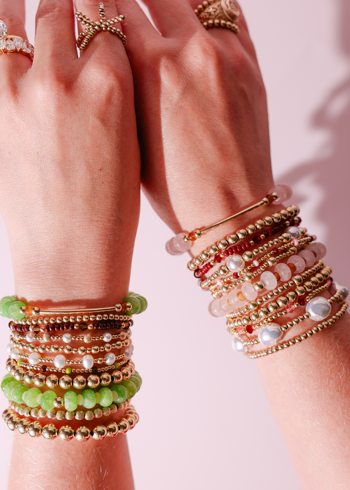 Eleanor Bracelet in Olive + June in Gold (Stack of 2)