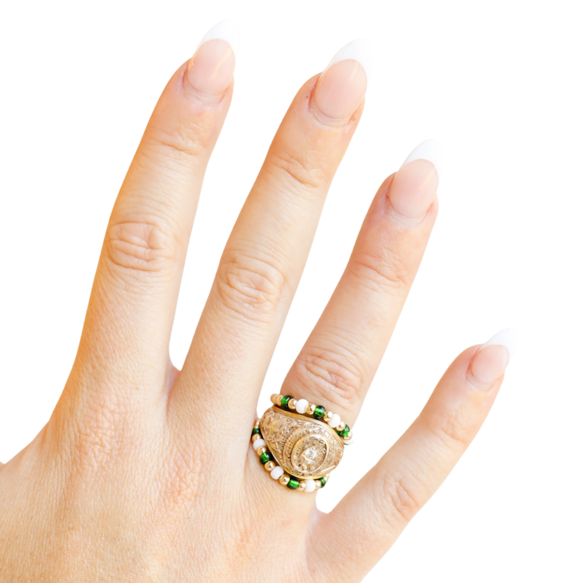The Poppi Ring in Green & White