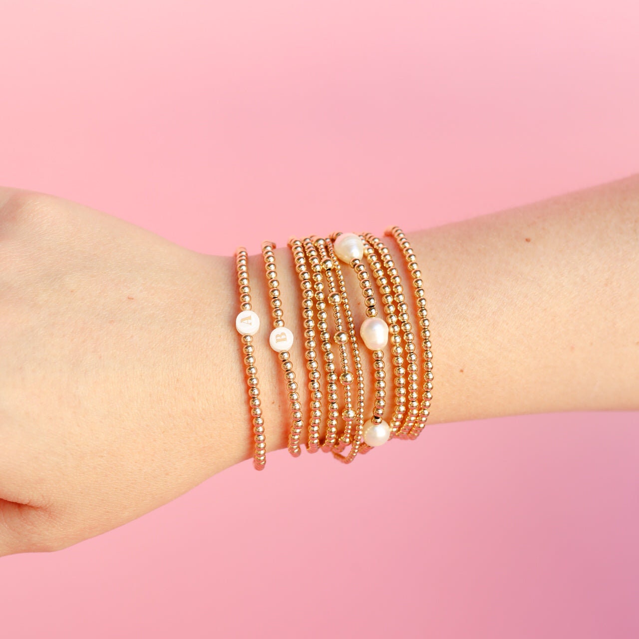 BB Neutral Bead Initial Letter Bracelet