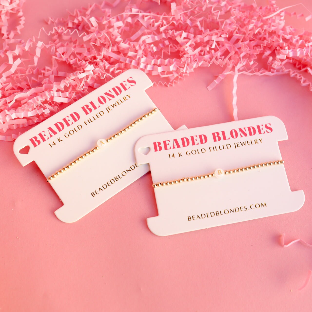 BB Neutral Bead Initial Letter Bracelet Stack