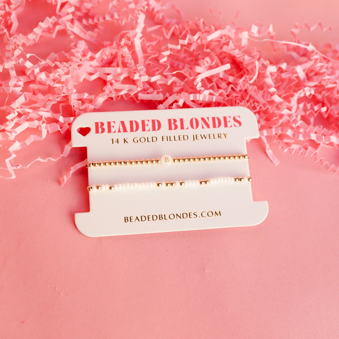 BB Neutral Bead Initial Letter Bracelet Stack