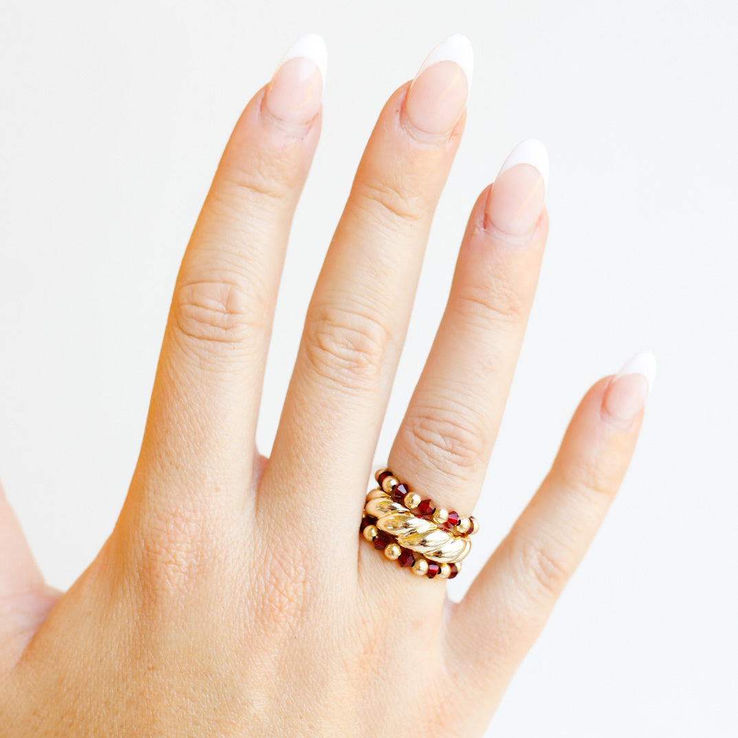 Maroon Swarovski Ring