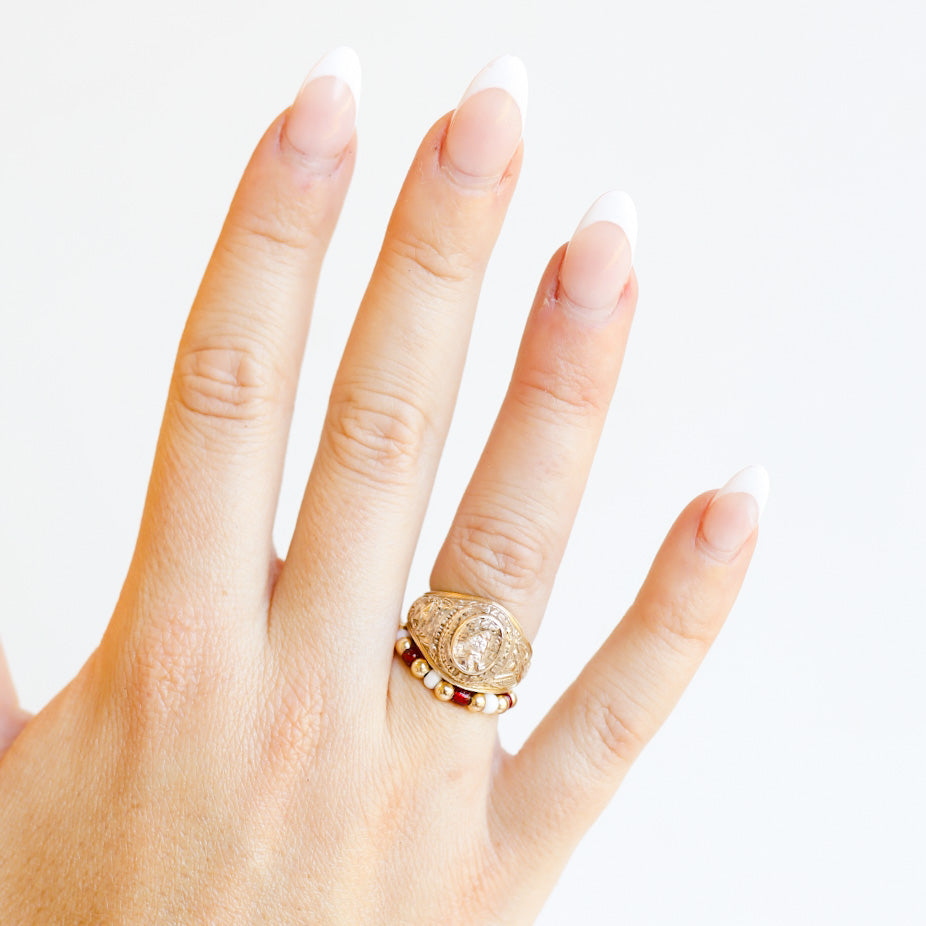 The Poppi Ring in Maroon & White