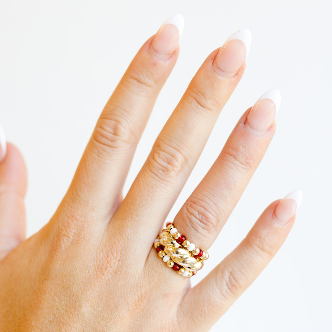 The Poppi Ring in Maroon & White