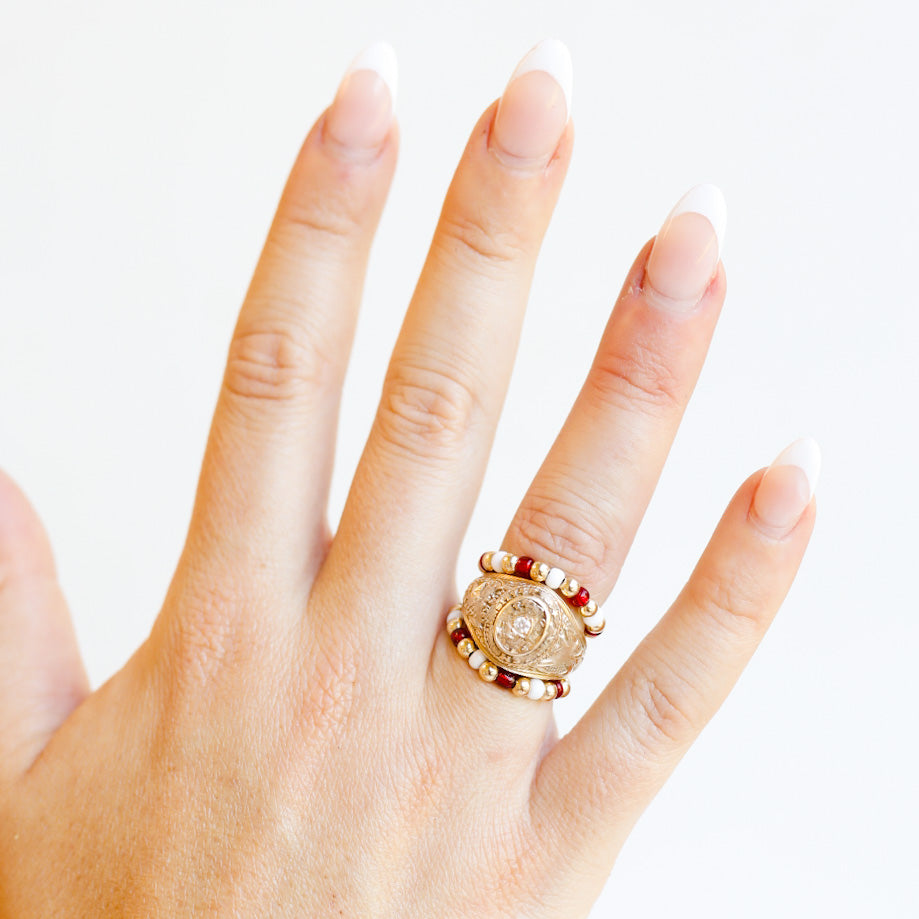 The Poppi Ring in Maroon & White