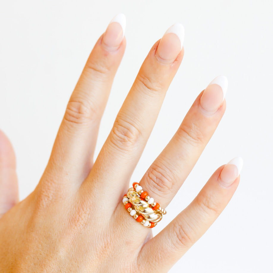 The Poppi Ring in Orange & White