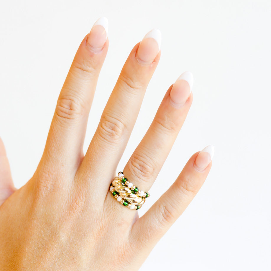 The Poppi Ring in Green & White