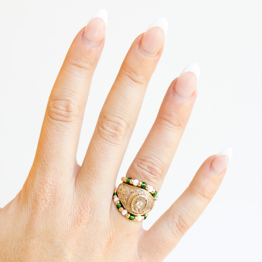The Poppi Ring in Green & White