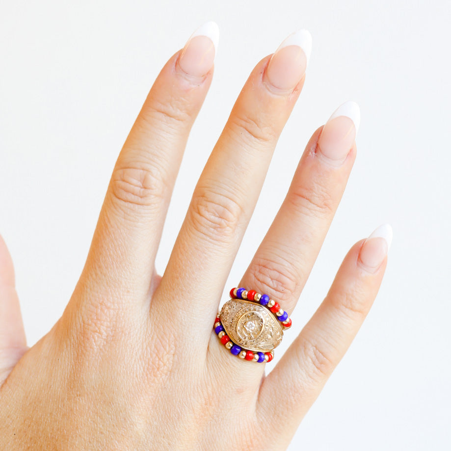 The Poppi Ring in Blue & Red