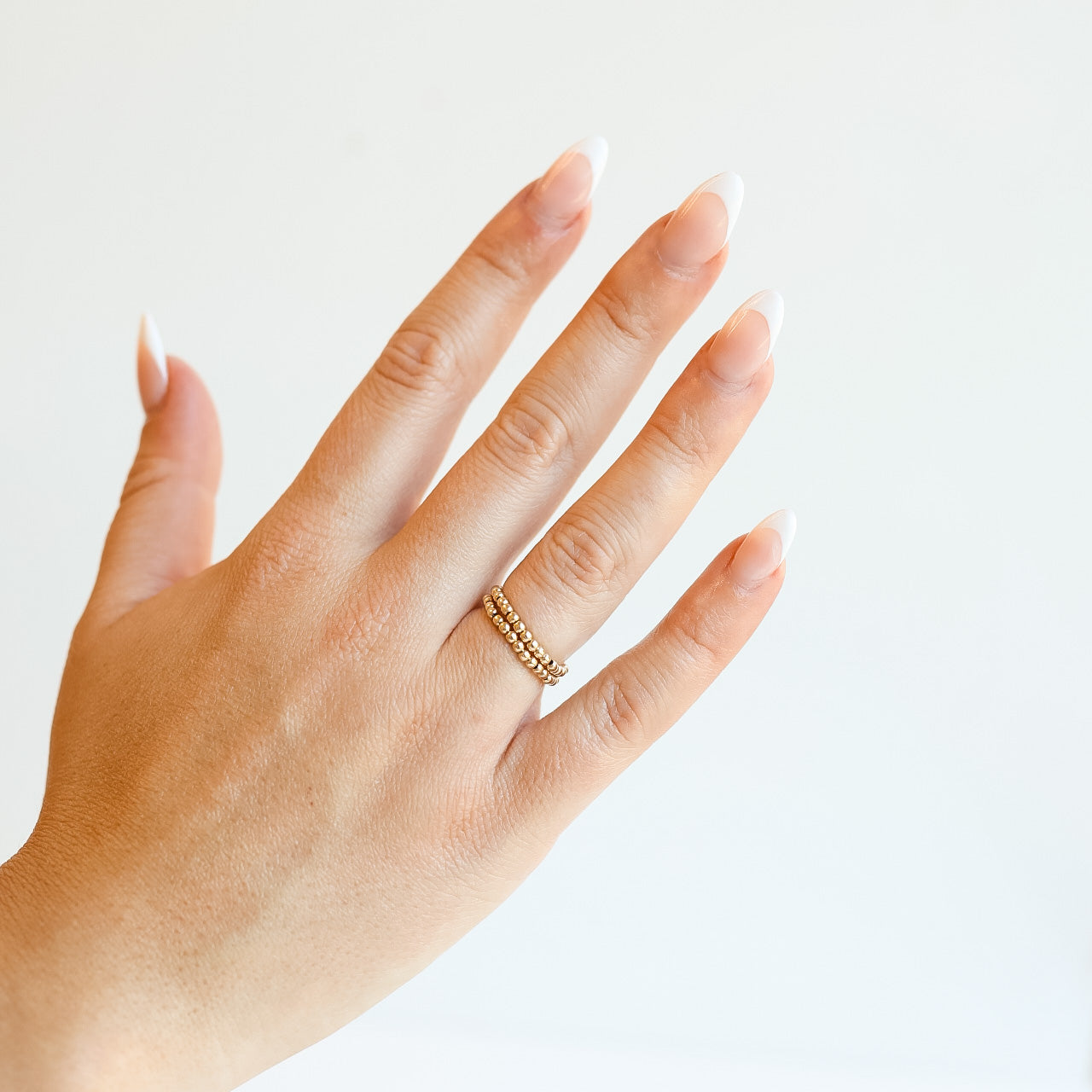 Lexi 2MM Beaded Band Rings in Gold (set of 2)